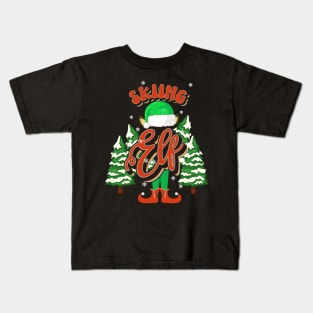 SKIING ELF CHRISTMAS Kids T-Shirt